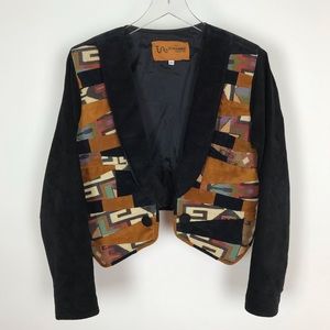 Santa Fe Southwestern Boho Open Front Suede Jacket
